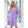 MEROKEETY Women’s 2025 Long Sleeve Midi Dress V Neck Flowy Swing Ruffle Tiered Fall Casual Dresses(Lilac)