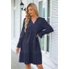 MEROKEETY Women’s 2025 Long Sleeve Midi Dress V Neck Flowy Swing Ruffle Tiered Fall Casual Dresses(Navy)