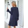 MEROKEETY Women’s 2025 Long Sleeve Midi Dress V Neck Flowy Swing Ruffle Tiered Fall Casual Dresses(Navy)