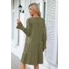 MEROKEETY Women’s 2025 Long Sleeve Midi Dress V Neck Flowy Swing Ruffle Tiered Fall Casual Dresses(Olive)