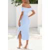 MEROKEETY Women’s 2025 Off Shoulder Bodycon Midi Dress Summer Spring Formal Elegant Knit Sweater Dresses(Lightblue)