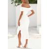 MEROKEETY Women’s 2025 Off Shoulder Bodycon Midi Dress Summer Spring Formal Elegant Knit Sweater Dresses(White)