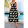MEROKEETY Women’s 2025 Summer Casual Floral Midi Dress Sleeveless Beach Vacation Tank Hawaiian Sundress(Black)