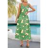 MEROKEETY Women’s 2025 Summer Casual Floral Midi Dress Sleeveless Beach Vacation Tank Hawaiian Sundress(Green)