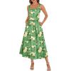 MEROKEETY Women’s 2025 Summer Casual Floral Midi Dress Sleeveless Beach Vacation Tank Hawaiian Sundress(Green)