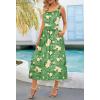 MEROKEETY Women’s 2025 Summer Casual Floral Midi Dress Sleeveless Beach Vacation Tank Hawaiian Sundress(Green)