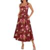 MEROKEETY Women’s 2025 Summer Casual Floral Midi Dress Sleeveless Beach Vacation Tank Hawaiian Sundress(Wine)