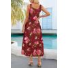 MEROKEETY Women’s 2025 Summer Casual Floral Midi Dress Sleeveless Beach Vacation Tank Hawaiian Sundress(Wine)
