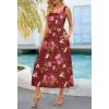 MEROKEETY Women’s 2025 Summer Casual Floral Midi Dress Sleeveless Beach Vacation Tank Hawaiian Sundress(Wine)