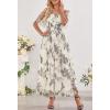 MEROKEETY Women’s 2025 Summer Short Sleeve Floral Tulle Dress Square Neck Smocked Party Wedding Boho Maxi Dresses(Beige)