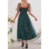 MEROKEETY Women’s 2025 Summer Short Sleeve Floral Tulle Dress Square Neck Smocked Party Wedding Boho Maxi Dresses(Green)