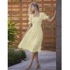 MEROKEETY Women’s 2025 Summer Square Neck Puff Sleeve Boho Midi Dress Swiss Dot Ruffle Flowy Tie Back Dress(Beige)