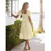 MEROKEETY Women’s 2025 Summer Square Neck Puff Sleeve Boho Midi Dress Swiss Dot Ruffle Flowy Tie Back Dress(Beige)