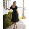 MEROKEETY Women’s 2025 Summer Square Neck Puff Sleeve Boho Midi Dress Swiss Dot Ruffle Flowy Tie Back Dress(Black)