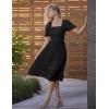 MEROKEETY Women’s 2025 Summer Square Neck Puff Sleeve Boho Midi Dress Swiss Dot Ruffle Flowy Tie Back Dress(Black)