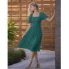 MEROKEETY Women’s 2025 Summer Square Neck Puff Sleeve Boho Midi Dress Swiss Dot Ruffle Flowy Tie Back Dress(Dark Green)