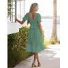MEROKEETY Women’s 2025 Summer Square Neck Puff Sleeve Boho Midi Dress Swiss Dot Ruffle Flowy Tie Back Dress(Green)