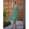 MEROKEETY Women’s 2025 Summer Square Neck Puff Sleeve Boho Midi Dress Swiss Dot Ruffle Flowy Tie Back Dress(Green)