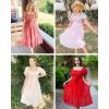 MEROKEETY Women’s 2025 Summer Square Neck Puff Sleeve Boho Midi Dress Swiss Dot Ruffle Flowy Tie Back Dress(Hot Pink)
