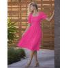 MEROKEETY Women’s 2025 Summer Square Neck Puff Sleeve Boho Midi Dress Swiss Dot Ruffle Flowy Tie Back Dress(Hot Pink)
