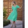 MEROKEETY Women’s 2025 Summer Square Neck Puff Sleeve Boho Midi Dress Swiss Dot Ruffle Flowy Tie Back Dress(Lake Green)