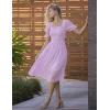 MEROKEETY Women’s 2025 Summer Square Neck Puff Sleeve Boho Midi Dress Swiss Dot Ruffle Flowy Tie Back Dress(Light Purple)