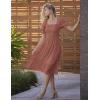 MEROKEETY Women’s 2025 Summer Square Neck Puff Sleeve Boho Midi Dress Swiss Dot Ruffle Flowy Tie Back Dress(Mauve)