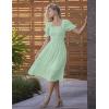 MEROKEETY Women’s 2025 Summer Square Neck Puff Sleeve Boho Midi Dress Swiss Dot Ruffle Flowy Tie Back Dress(Mint)