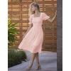 MEROKEETY Women’s 2025 Summer Square Neck Puff Sleeve Boho Midi Dress Swiss Dot Ruffle Flowy Tie Back Dress(Pink)