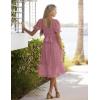 MEROKEETY Women’s 2025 Summer Square Neck Puff Sleeve Boho Midi Dress Swiss Dot Ruffle Flowy Tie Back Dress(Purple)