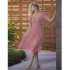 MEROKEETY Women’s 2025 Summer Square Neck Puff Sleeve Boho Midi Dress Swiss Dot Ruffle Flowy Tie Back Dress(Purple)