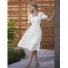 MEROKEETY Women’s 2025 Summer Square Neck Puff Sleeve Boho Midi Dress Swiss Dot Ruffle Flowy Tie Back Dress(White)