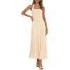 MEROKEETY Women’s 2026 Spring Summer Sweater Dress Casual Halter Sleeveless Elegant Ribbed Knitted Bodycon Midi Dresses(Apricot)