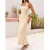 MEROKEETY Women’s 2026 Spring Summer Sweater Dress Casual Halter Sleeveless Elegant Ribbed Knitted Bodycon Midi Dresses(Apricot)