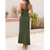 MEROKEETY Women’s 2026 Spring Summer Sweater Dress Casual Halter Sleeveless Elegant Ribbed Knitted Bodycon Midi Dresses(Armygreen)
