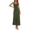 MEROKEETY Women’s 2026 Spring Summer Sweater Dress Casual Halter Sleeveless Elegant Ribbed Knitted Bodycon Midi Dresses(Armygreen)