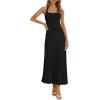 MEROKEETY Women’s 2026 Spring Summer Sweater Dress Casual Halter Sleeveless Elegant Ribbed Knitted Bodycon Midi Dresses(Black)