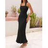 MEROKEETY Women’s 2026 Spring Summer Sweater Dress Casual Halter Sleeveless Elegant Ribbed Knitted Bodycon Midi Dresses(Black)
