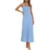 MEROKEETY Women’s 2026 Spring Summer Sweater Dress Casual Halter Sleeveless Elegant Ribbed Knitted Bodycon Midi Dresses(Blue)