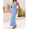 MEROKEETY Women’s 2026 Spring Summer Sweater Dress Casual Halter Sleeveless Elegant Ribbed Knitted Bodycon Midi Dresses(Blue)