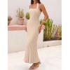MEROKEETY Women’s 2026 Spring Summer Sweater Dress Casual Halter Sleeveless Elegant Ribbed Knitted Bodycon Midi Dresses(Khaki)