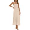 MEROKEETY Women’s 2026 Spring Summer Sweater Dress Casual Halter Sleeveless Elegant Ribbed Knitted Bodycon Midi Dresses(Khaki)