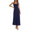 MEROKEETY Women’s 2026 Spring Summer Sweater Dress Casual Halter Sleeveless Elegant Ribbed Knitted Bodycon Midi Dresses(Navy)
