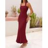 MEROKEETY Women’s 2026 Spring Summer Sweater Dress Casual Halter Sleeveless Elegant Ribbed Knitted Bodycon Midi Dresses(Wine)