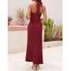 MEROKEETY Women’s 2026 Spring Summer Sweater Dress Casual Halter Sleeveless Elegant Ribbed Knitted Bodycon Midi Dresses(Wine)