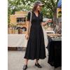 MEROKEETY Women’s 2026 Summer Casual Midi Dress Short Sleeve V Neck A Line Flowy Tiered Vacation Beach Dresses(Black)