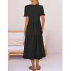 MEROKEETY Women’s 2026 Summer Casual Midi Dress Short Sleeve V Neck A Line Flowy Tiered Vacation Beach Dresses(Black)
