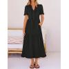 MEROKEETY Women’s 2026 Summer Casual Midi Dress Short Sleeve V Neck A Line Flowy Tiered Vacation Beach Dresses(Black)