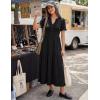 MEROKEETY Women’s 2026 Summer Casual Midi Dress Short Sleeve V Neck A Line Flowy Tiered Vacation Beach Dresses(Black)