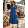 MEROKEETY Women’s 2026 Summer Casual Midi Dress Short Sleeve V Neck A Line Flowy Tiered Vacation Beach Dresses(Darkblue)